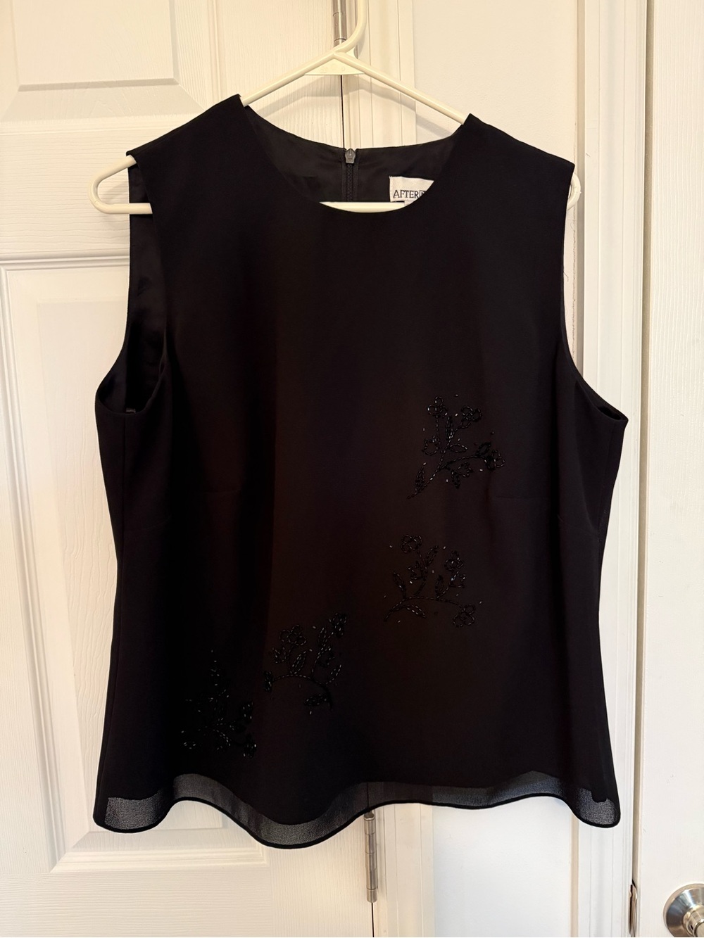 Black Sleeveless Embellished Blouse